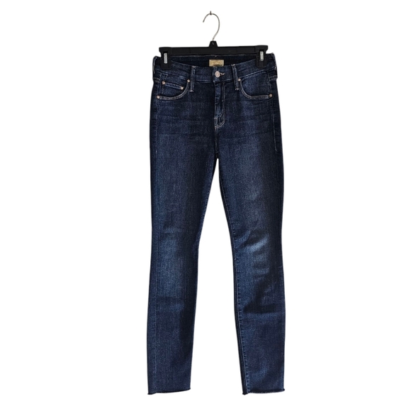 MOTHER Looker Ankle Fray Mid Rise Skinny Leg Girl Crush Blue Jeans 25 Preowned - Picture 1 of 9